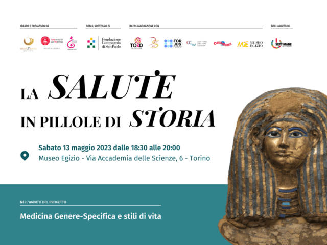 Materiale promozionale dell'evento La salute in pillole di storia al Museo Egizio di Torino
